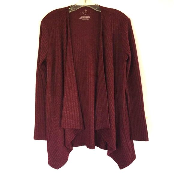 Elegantees Burgundy Ribbed Open Cardigan Devoted Collaboration Small - Picture 2 of 10